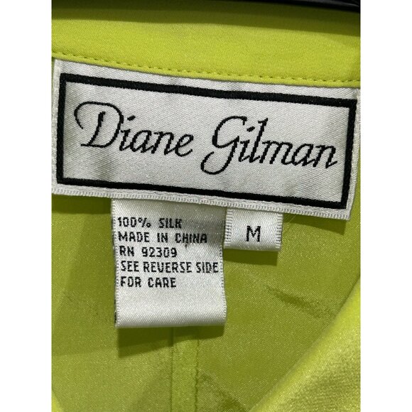 Diane Gilman Silk Button-Up Shirt Abstract Geometric Multicolor Long Sleeve Sz M - Picture 5 of 9